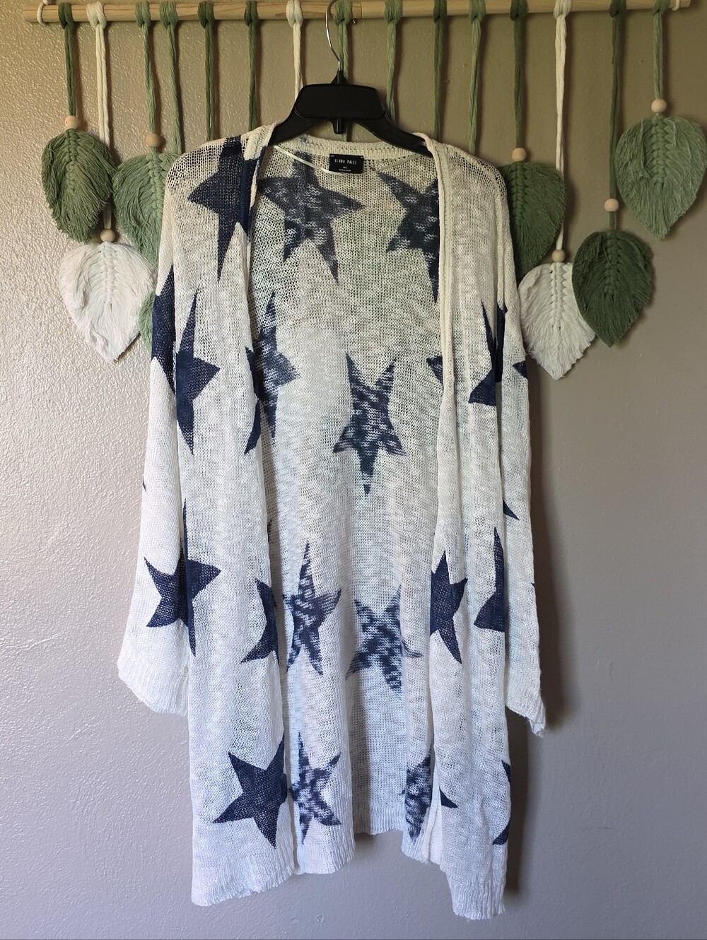 Blank Paige Open-Front Cardigan with Navy Star Print